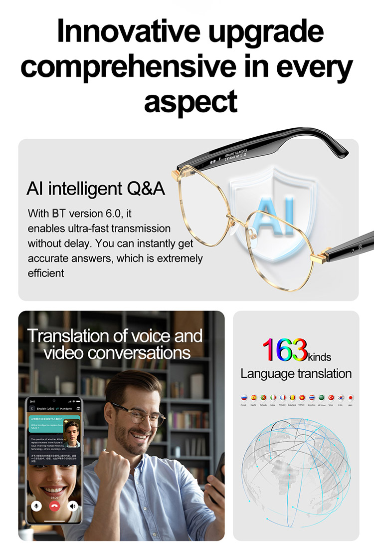 W100B translator smart glasses ,W100B smart glasses ,W100B smart sunglasses ,W100B AI smart glasses ,W100B Smart glasses AI ,AI smart glasses with translator , AI language translator sunglasses ,W100B sunglasses ,IXIU smart glasses ,Translator smart glasses ,Music smart glasses ,AI glasses ,intelligent glasses ,Smart eye-glasses ,real-time translations glasses ,Translated glasses ,Translation glasses